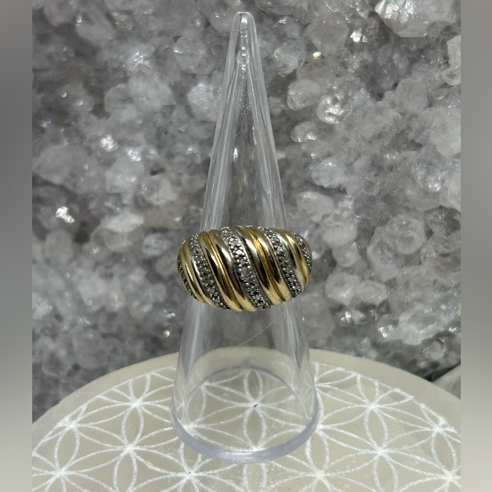 Vintage Gold over Silver Dimond Ring 925